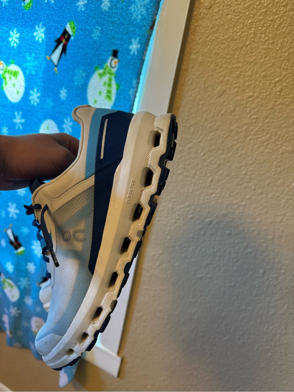 On Running Kids White and Blue Athletic Sneakers